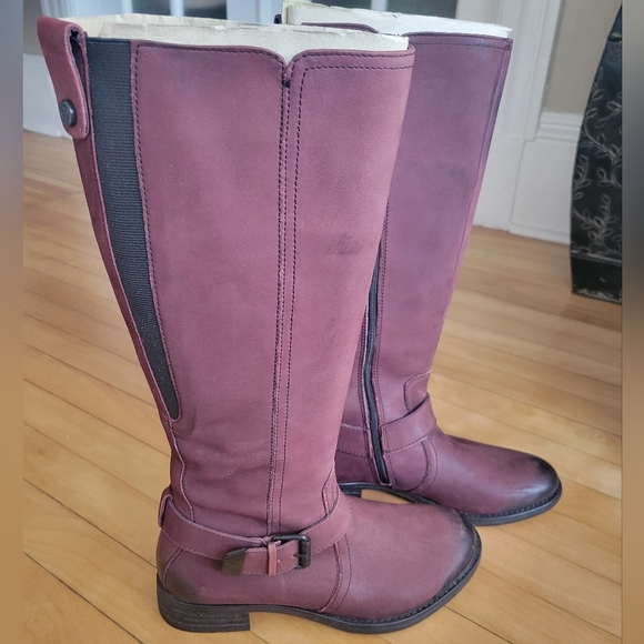Trapani Tulsa Knee High Suede Maroon Boots - Picture 1 of 3